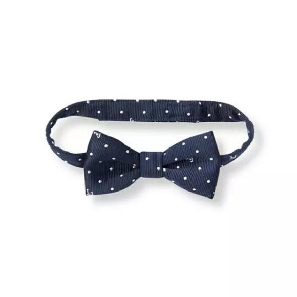 Janie and Jack Boys‎ Navy Blue Polka Dot Bow Tie Adjustable Neck Strap Formal - Picture 1 of 4